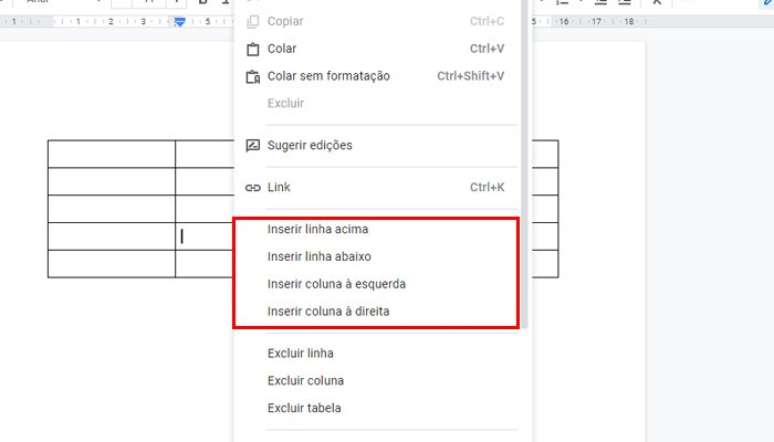 Como Fazer Bordas e Cores nas Linhas e Colunas da Tabela do Google Docs