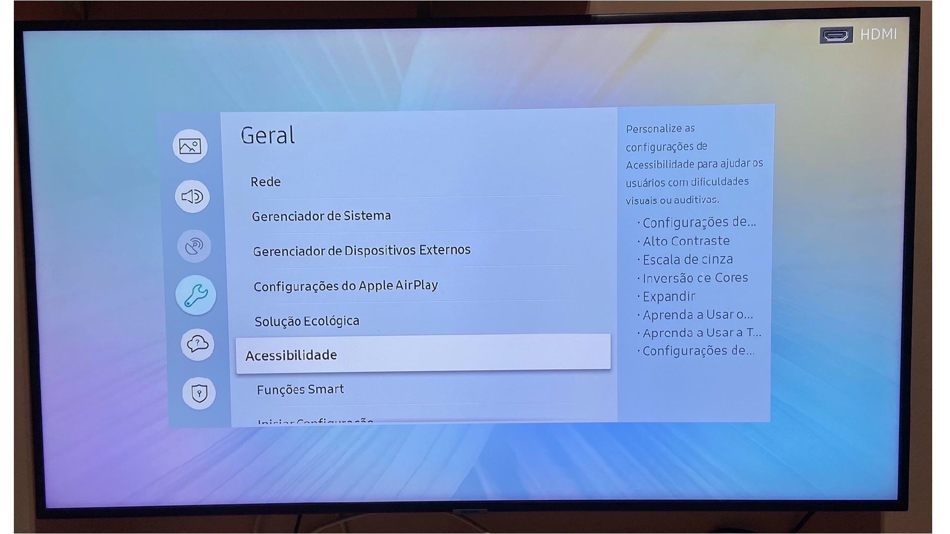 Configurando a Legenda na TV Samsung