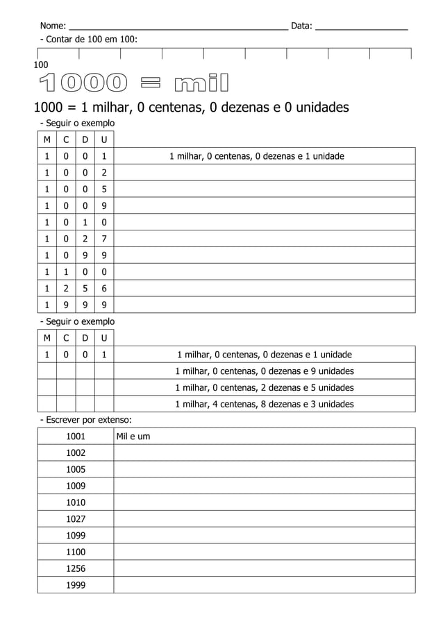 Aplicando a Regra para Escrever 1100 por Extenso