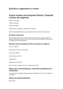 Crie um Plano de Negócios para a Empresa Fictícia