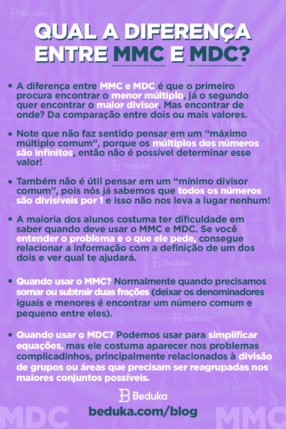 Quais as Aplicações do MMC e do MDC?