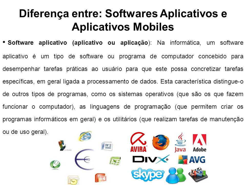 Comparando Software, Programa e Aplicativo