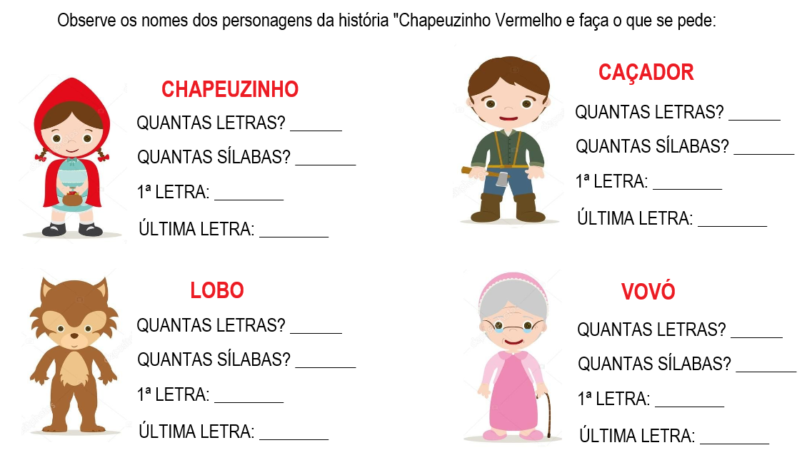 Conheça os Personagens da Chapeuzinho Vermelho