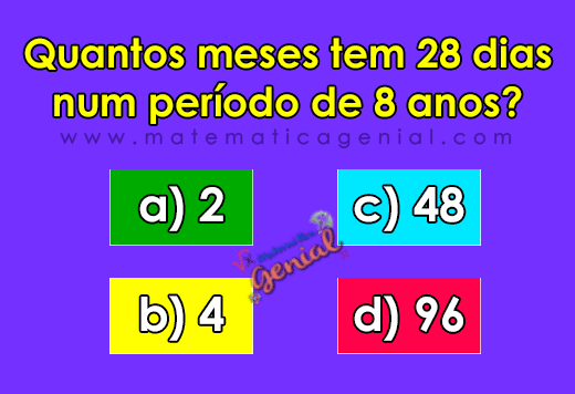 Um mês comum de 28 dias